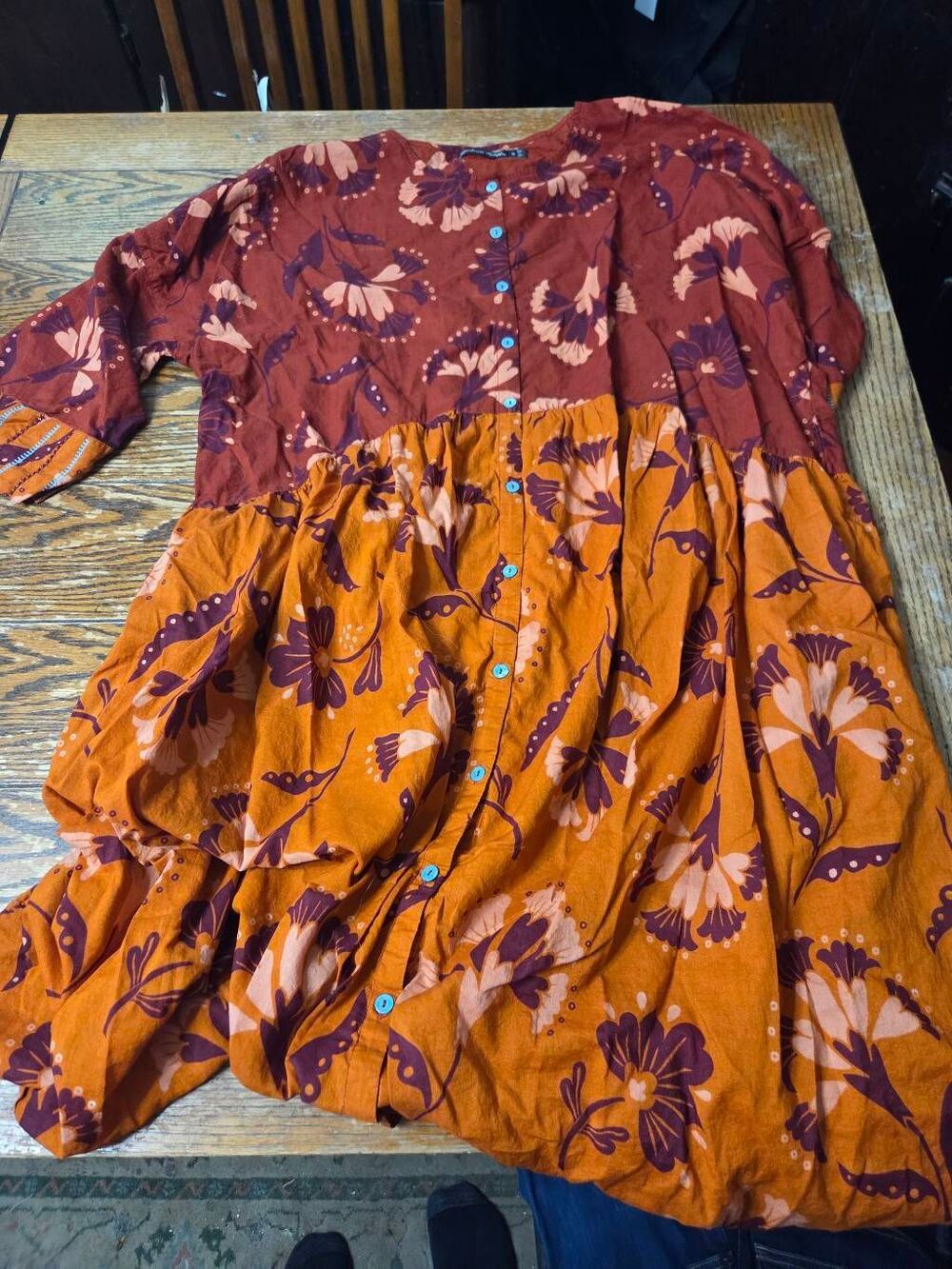 Gudrun Sjoden fall color floral dress sz XL